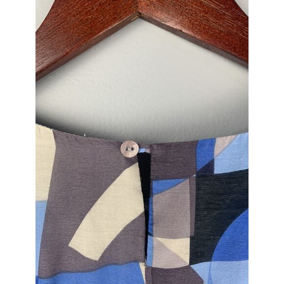 Vince Geometric Shift Dress Womens Size 4 silk blend Artsy Blue Gray - Picture 5 of 7